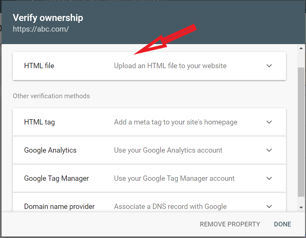 owner verification types in google search console.