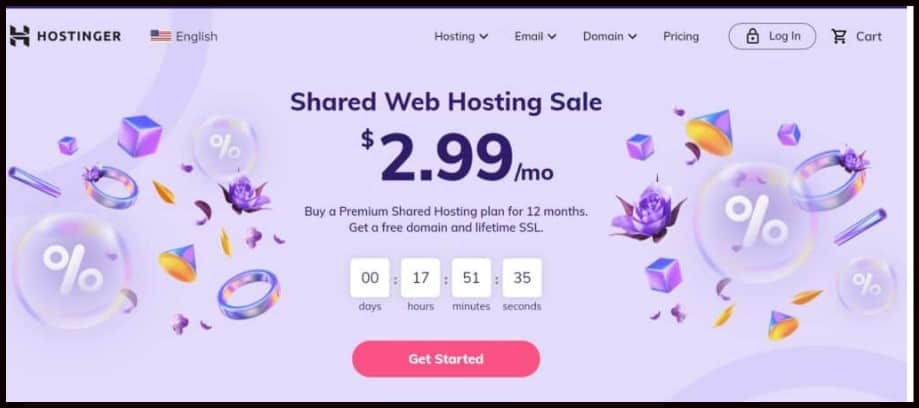 Hostinger cheap hosting plan.