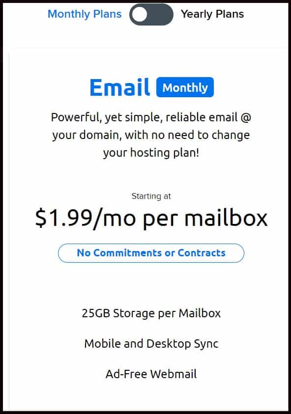 Dreamhost E-mail price.