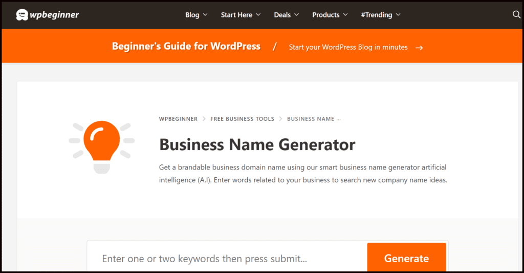 domain name generator-Wp Beginners's 