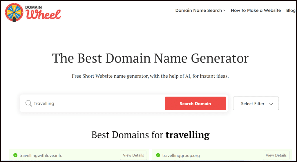 Domain name generator- Domain Wheel.