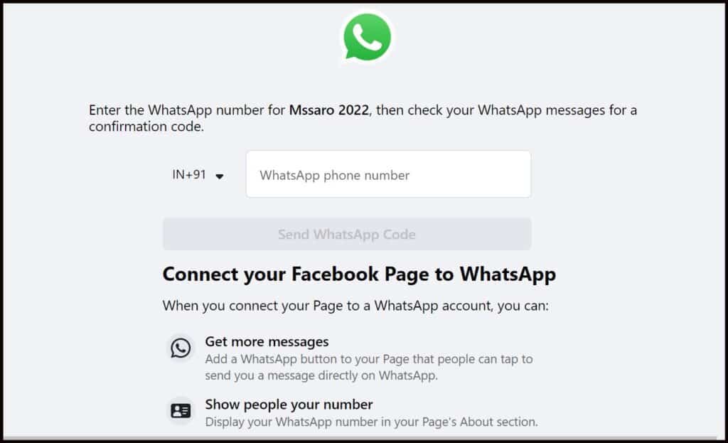 Connect Facebook page to what's App 