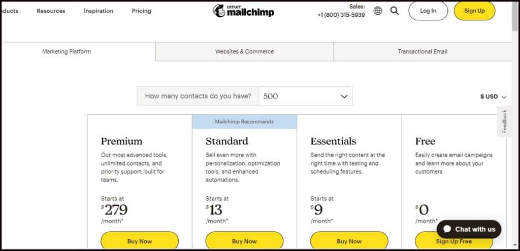 MailChimp Pricing