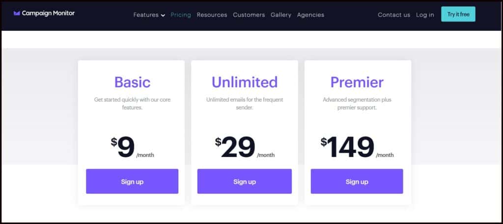Campaign monitor pricing