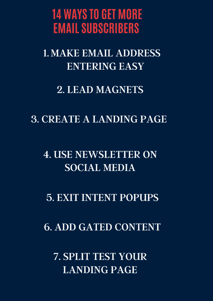 14 way to Increased Email List. 