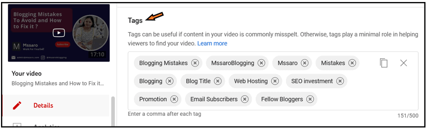 Tags in YouTube
