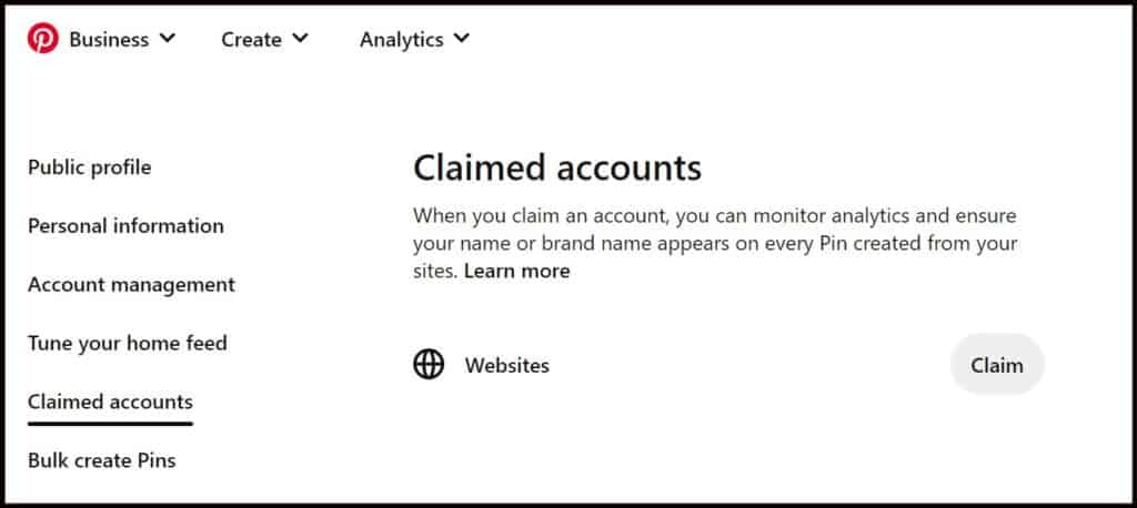 Pinterest claim accounts