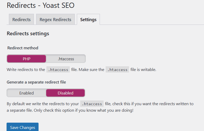 Yoast-redirect-setting