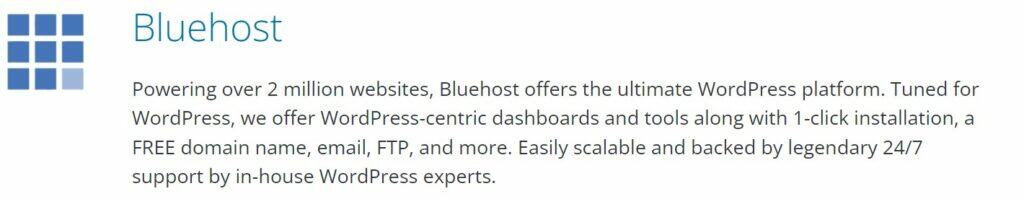 WordPress Recommended BlueHost.