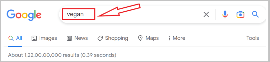 Google search vegan keyword