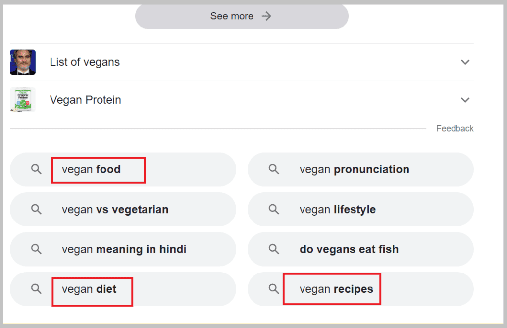 Google-vegan search-
