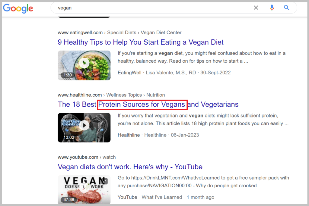 Google-vegan-video search 2