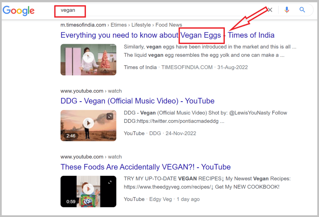Google-vegan-video search 3