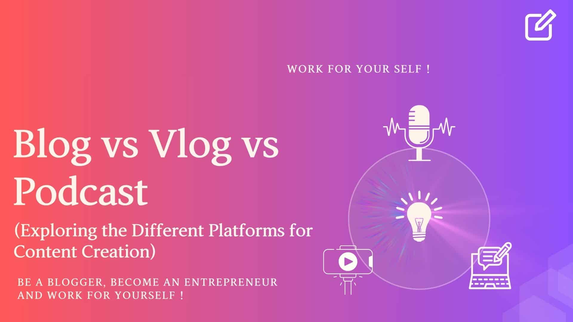 Blog vs Vlog vs Podcast