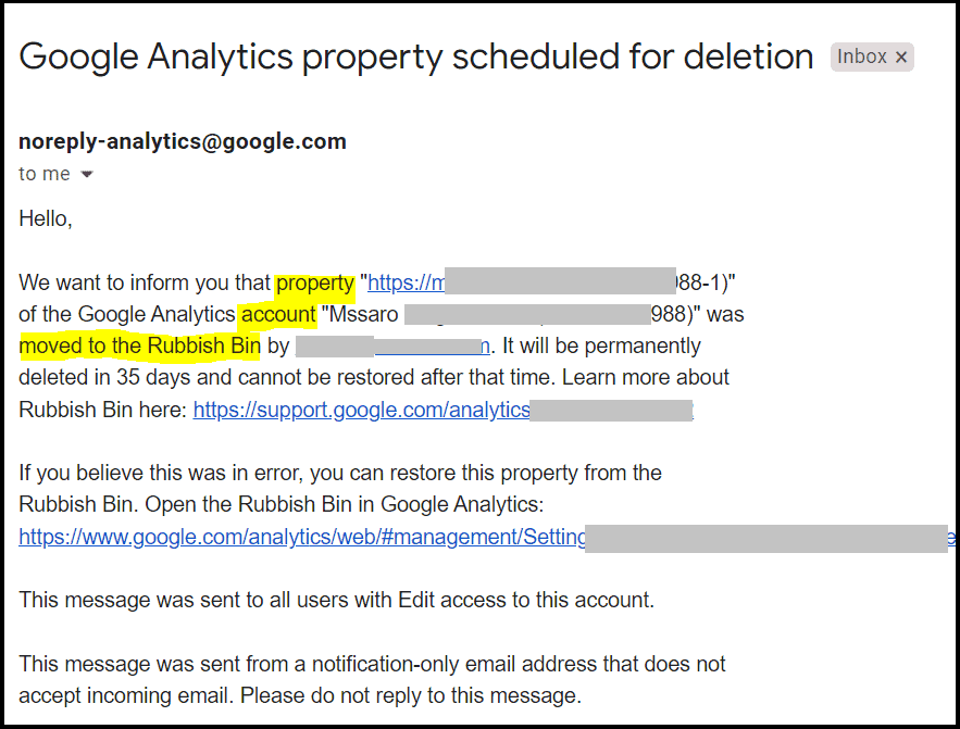 GoogleAnalytic-Gmail-PropertyDeletionConfirmation-mssaro