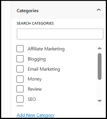 Categories option in WordPress