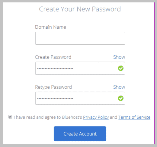 Create Password for Bluehost- Travel Blog