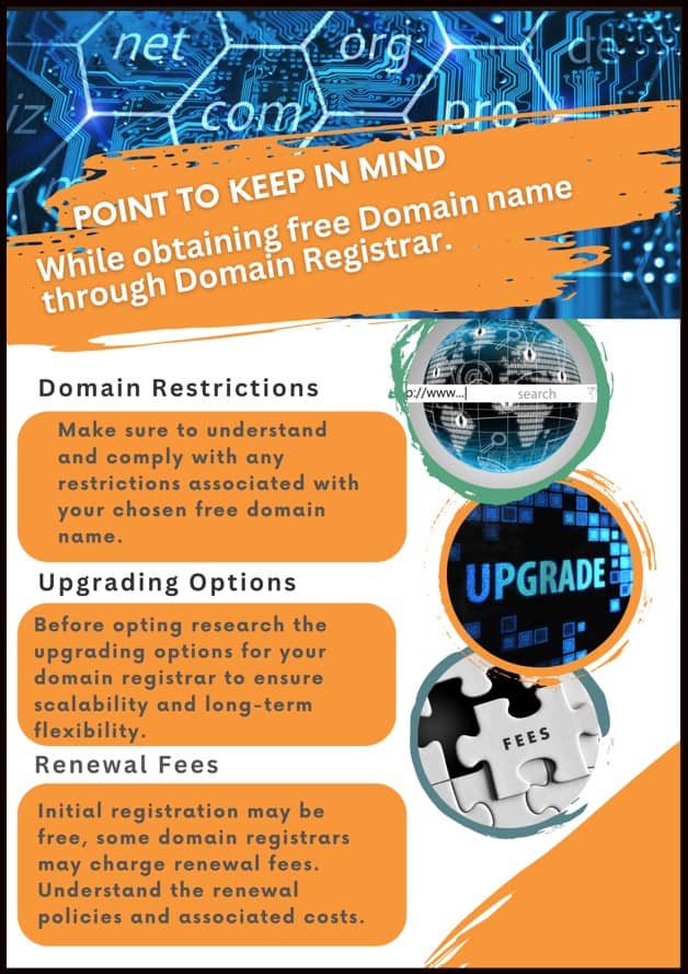 Points should be considered when obtaining a free domain name through Domain Registrar.